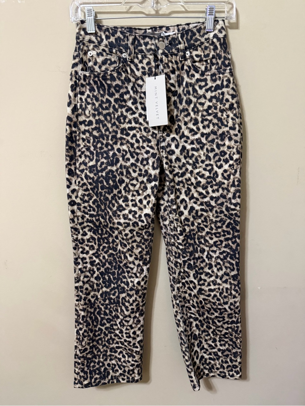 Mint Velvet new Leopard Print Straight Leg Jeans 4 short chic sophisticated prep
